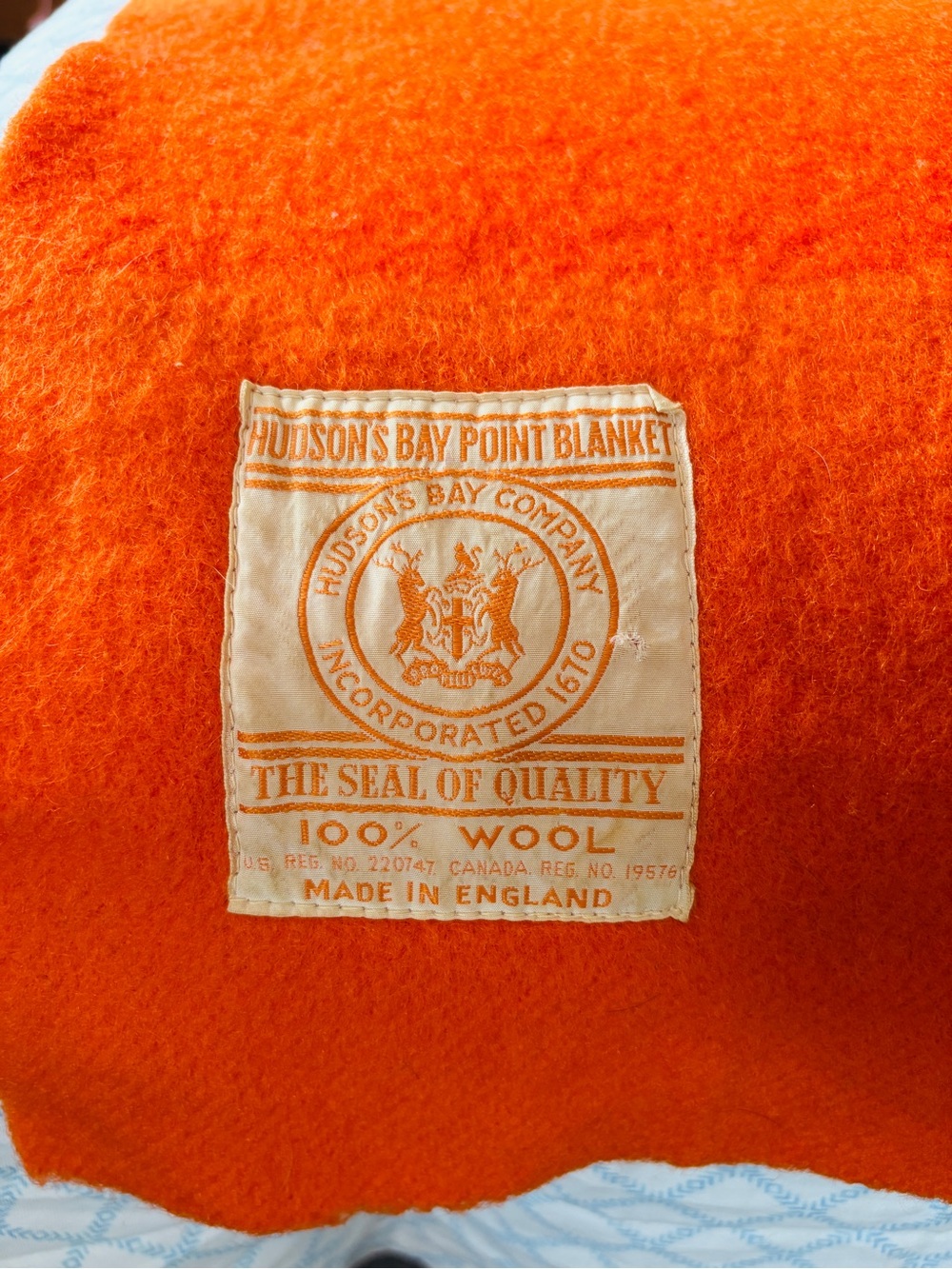 Hudson's Bay Co. Vintage Orange 3.5-Point Wool Blanket 64”x88”